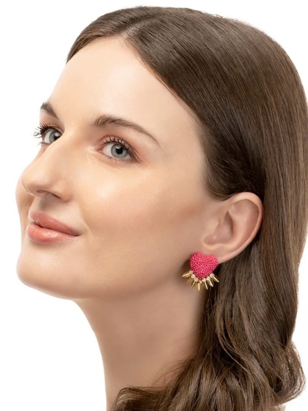 NEW Deepa Gurnani $60 Red Heart Spike Stud Earrings - Women Jewelry